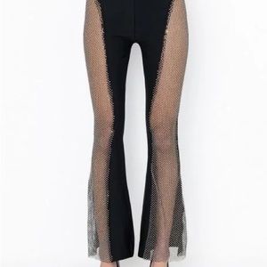AKIRA Mesh Rhinestone Flare Pants
